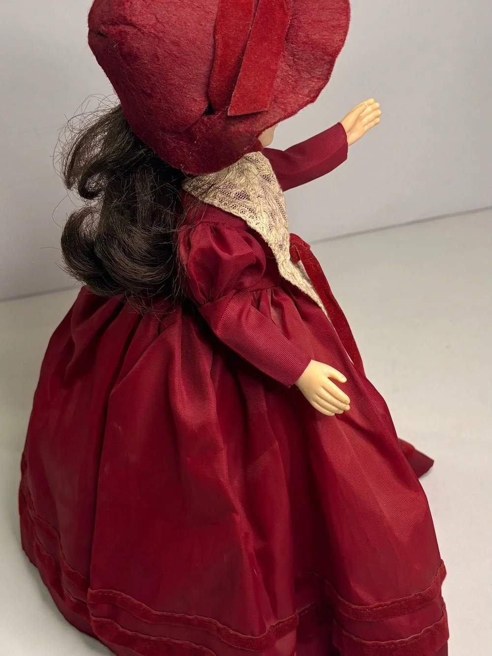 EFF & BEE Classic Red Victorian-Style Doll with Lace Trim